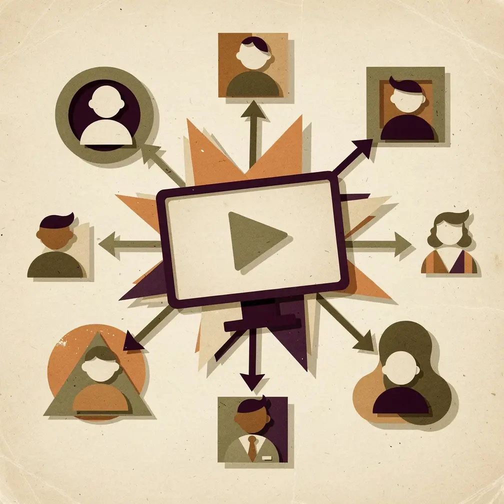 Social media video clips playing across mobile feeds with engagement metrics