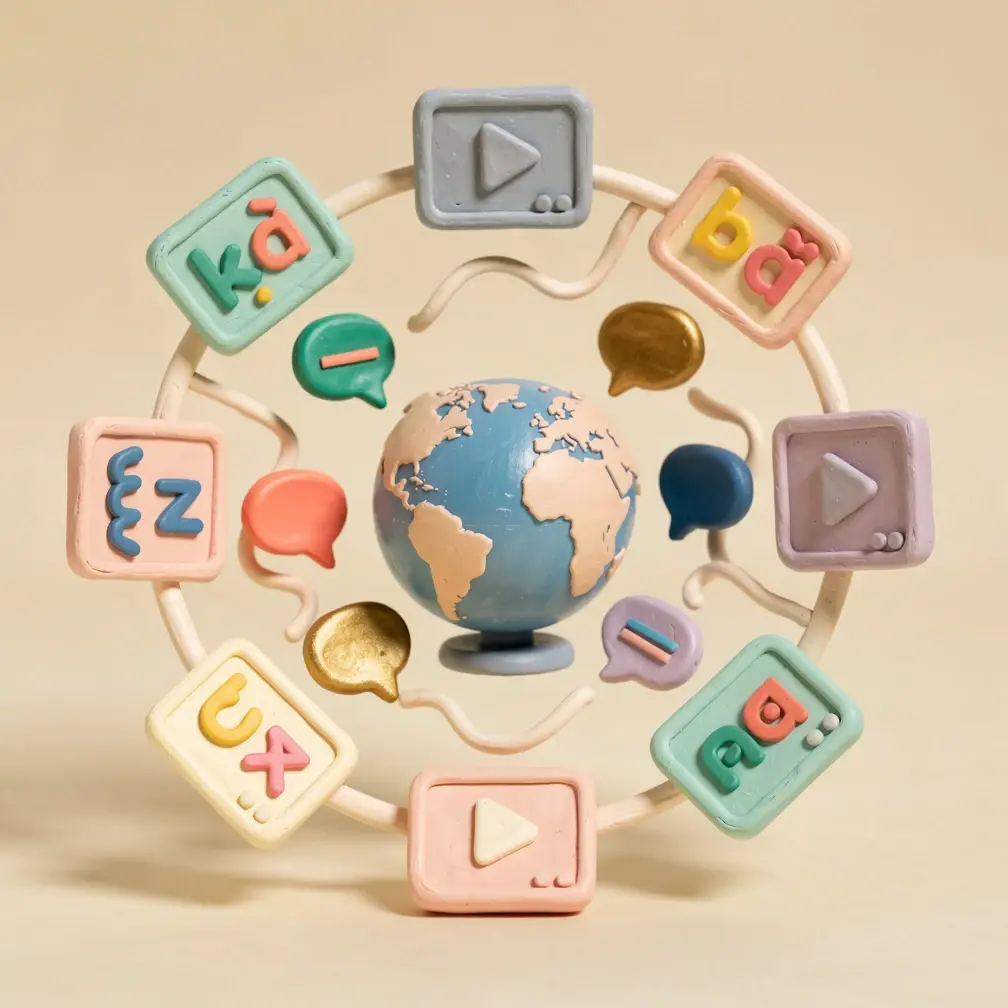 Illustrative image of a video translated into another language