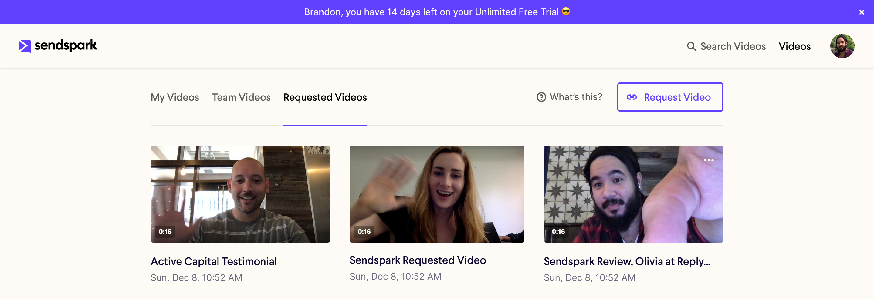 Request Video Dashboard