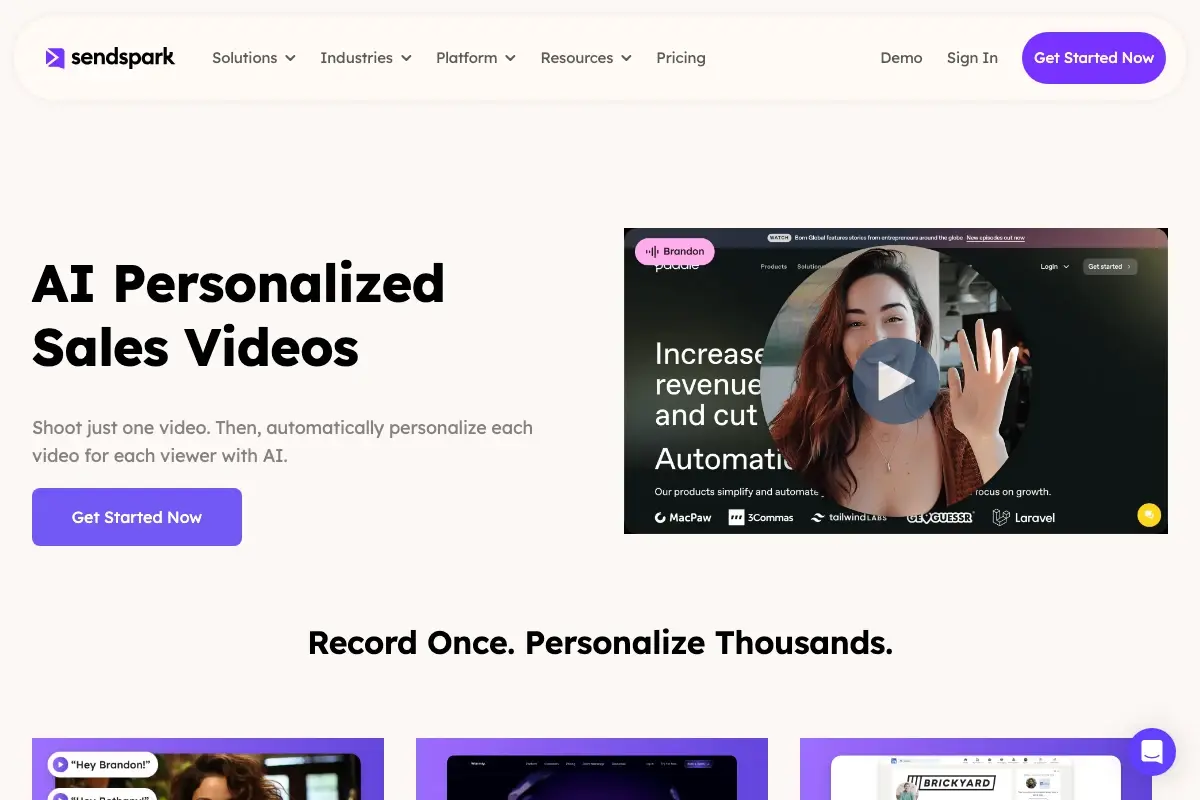 Sendspark AI voice cloning setup — configure AI-personalized video intros for B2B sales outreach