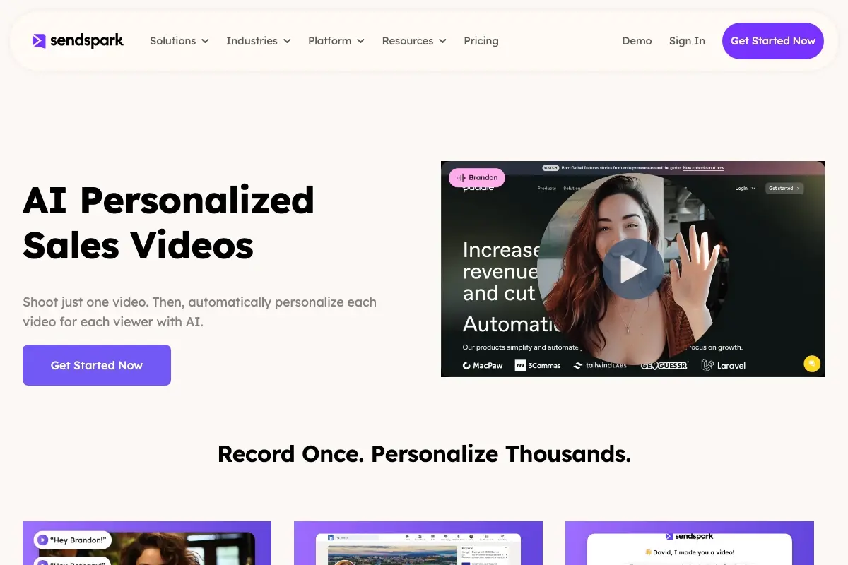 Sendspark dynamic backgrounds feature — show a prospect’s website behind your video for hyper-personalized outreach